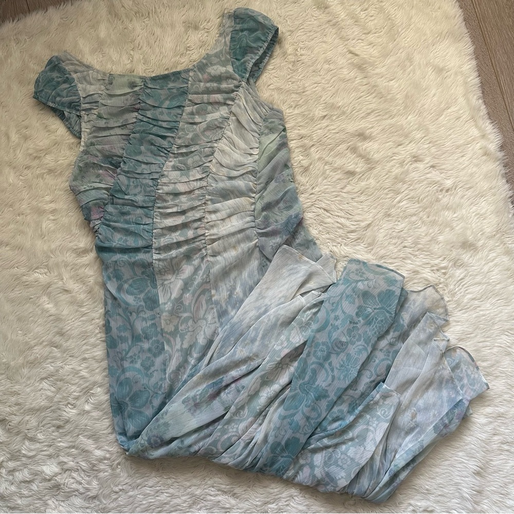 Free People Dress Heart To Heart Midi Flowy Fairycore Floral Blue Sz 12 - Picture 2 of 13